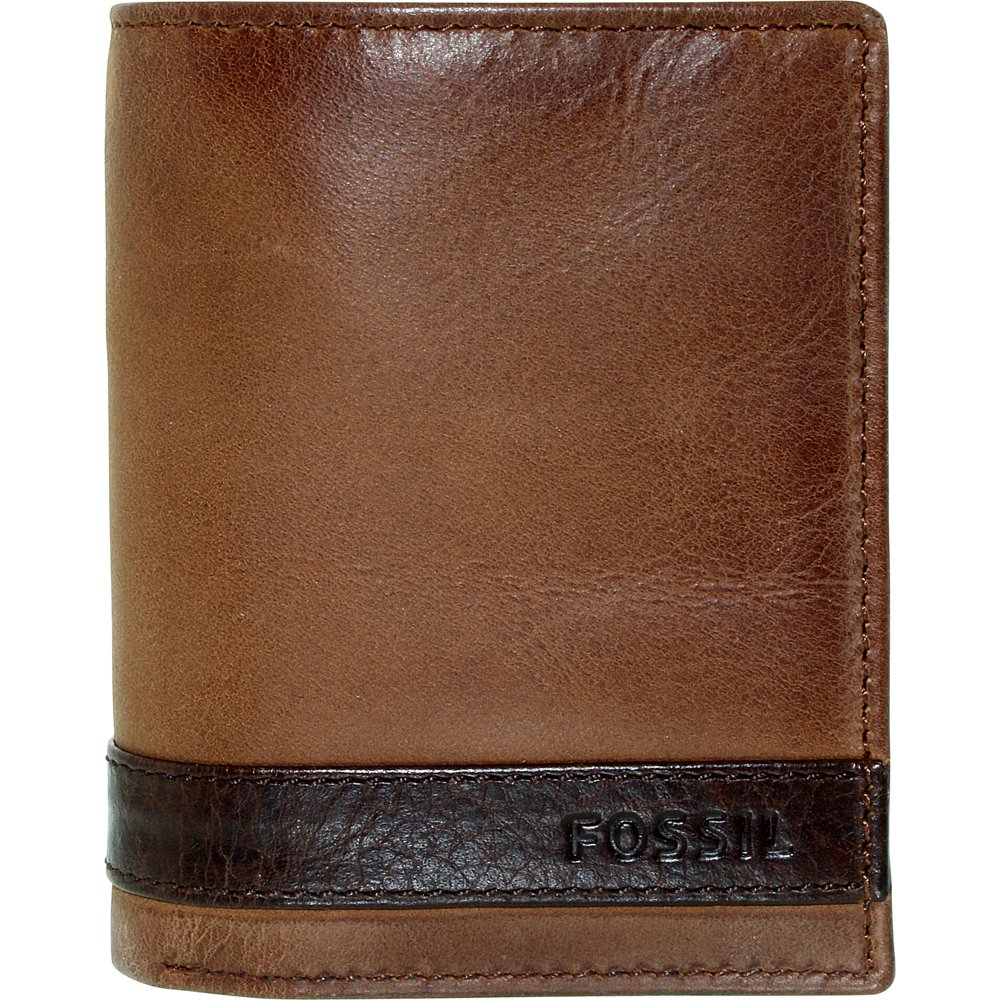 Fossil Men's Quinn Trifold Leather Wallet Brown