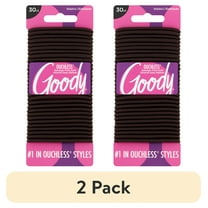 (2 pack) Goody Ouchless® Brown Hair Elastics, No Metal Gentle Hair Ties, 30 Ct