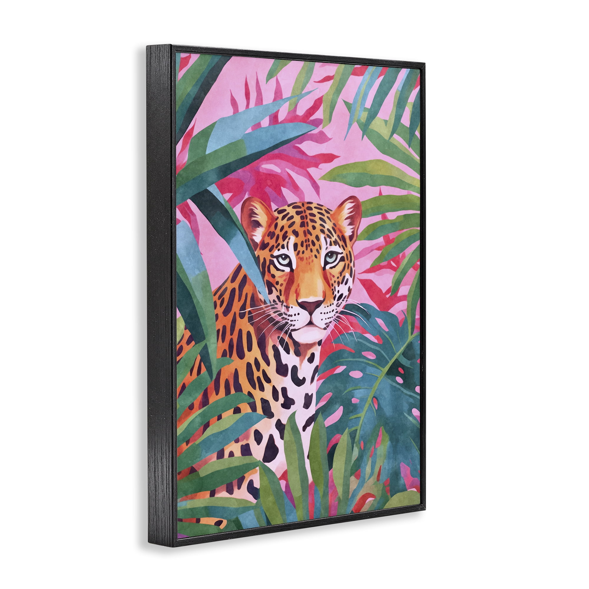 Stupell Industries Wild At Heart Leopard Black Framed Giclee Art, design by Andrea Haase