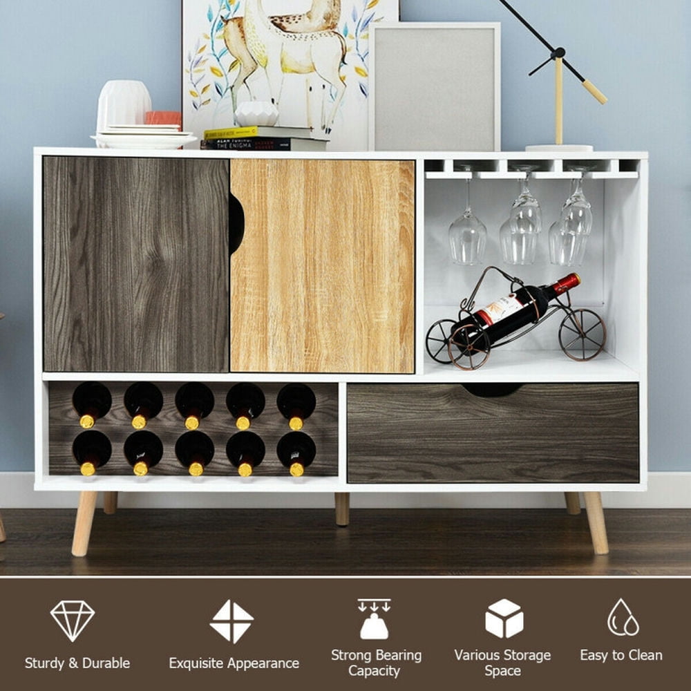 Finihen Kitchen Storage Cabinet, Buffet Sideboard, Mid-Century Buffet Sideboard Wooden Storage Cabinet, for Dining Room, Kitchen, Living Room, Gray Finihen Kitchen Storage Cabinet, Buffet Sideboard, Mid-Century Buffet Sideboard Wooden Storage Cabinet, for Dining Room, Kitchen, Living Room, Gray