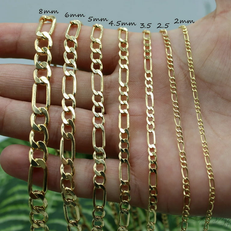 14K Yellow Gold 4.5MM Hollow Figaro Link Chain Necklaces, 16-24 inch, Real  14K Gold, Next Level Jewelry