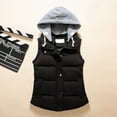 thumbnail image 6 of Women Autumn Winter Warm Down Vest Zip Button Pocket Removable Hooded Waistcoat, 6 of 8