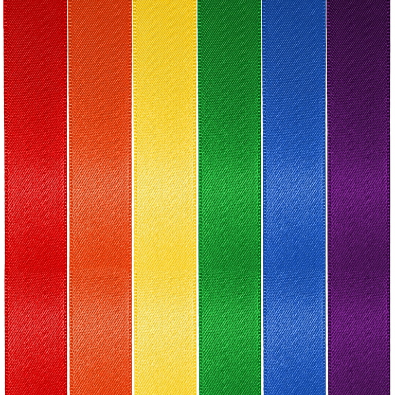 Rainbow Double Faced Satin Ribbon, 6 Colors, 5/8 x 600 Yards by Gwen Studios