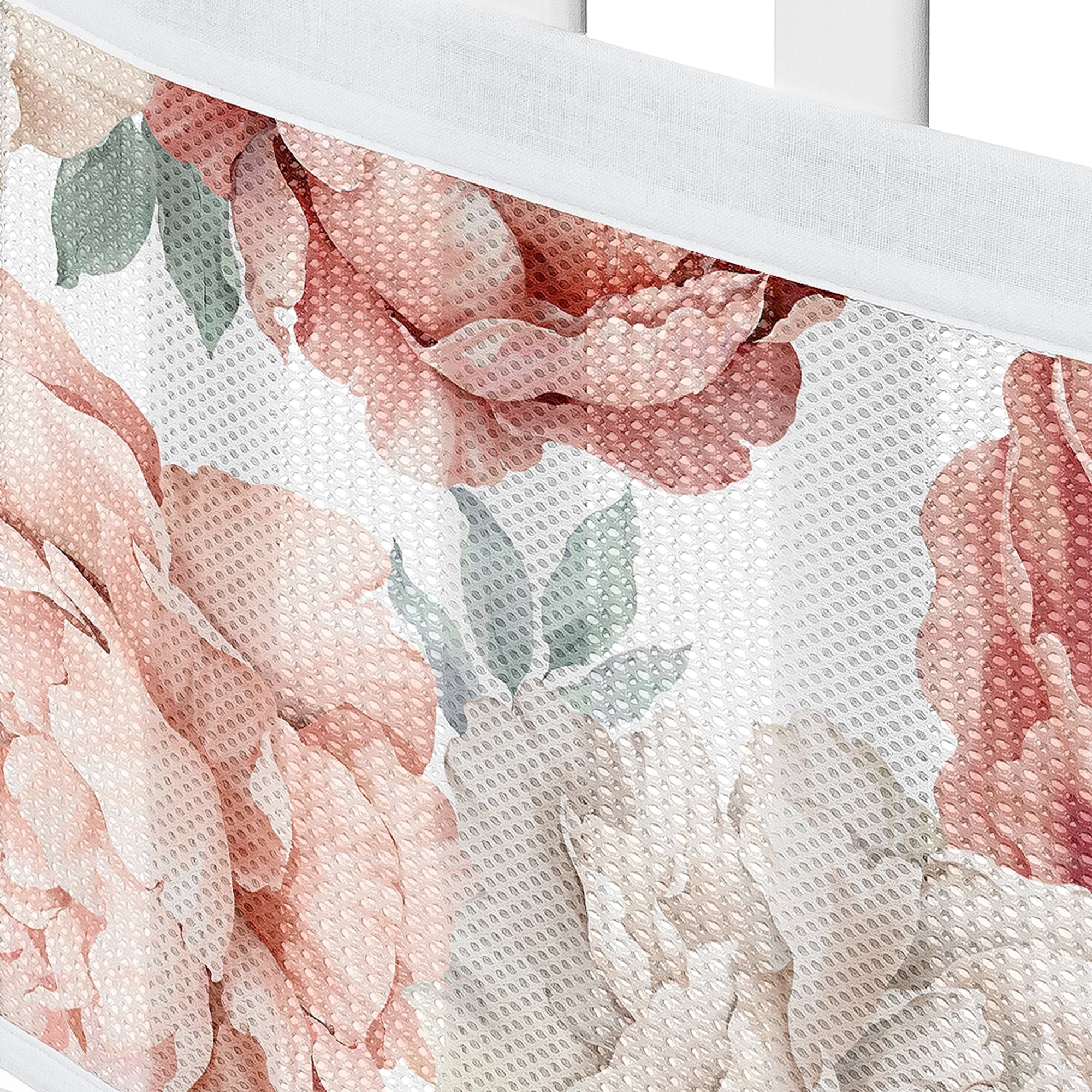 Sweet Jojo Designs + BreathableBaby Peony Floral Garden Pink Ivory Breathable Mesh Crib Liner Pad