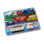 Melissa & Doug Vehicles Wooden Chunky Puzzle - Plane, Train, Cars, and Boats (9 pcs) - FSC Certified