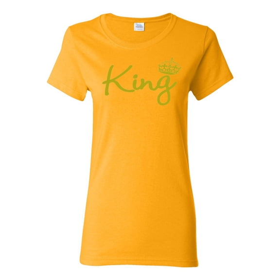 Wild Bobby, King Gold Script, Pop Culture, Women Graphic Tee, Gold, Large