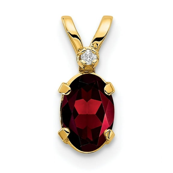 Primal Gold 14 Karat Yellow Gold Diamond and Garnet Birthstone Pendant