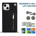 thumbnail image 6 of Crossbody Wallet Case for iPhone 15, PU Leather Zipper Handbag Purse Flip Cover with Kickstand Case for iPhone 15 ZP Black, 6 of 18