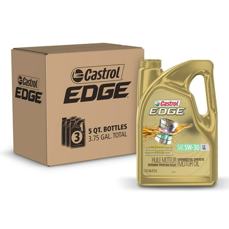 (3 pack) Castrol Edge 5W-30 LL Advanced Full Synthetic Motor Oil, 5 Quarts, Case of 3