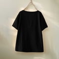 thumbnail image 6 of Tqcoqu Women's Cotton Linen Short Sleeve Tops,Crew Neck Side Button Shirts Casual Loose Fit T-Shirt,Black Women's S-XXL, 6 of 8
