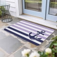 thumbnail image 2 of Anchor Purple Doormat Outdoor Entrance 24"x36", Modern Navy Blue White Striped Nautical Absorb Moisture Dirt Door Mats, Non-Slip Rubber Backing Floor Mats Indoor, Low-Profile Front Door Rugs, 2 of 9