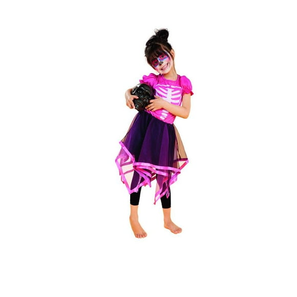 Northlight Pink and Black Skeleton Girl Child Halloween Costume - Large