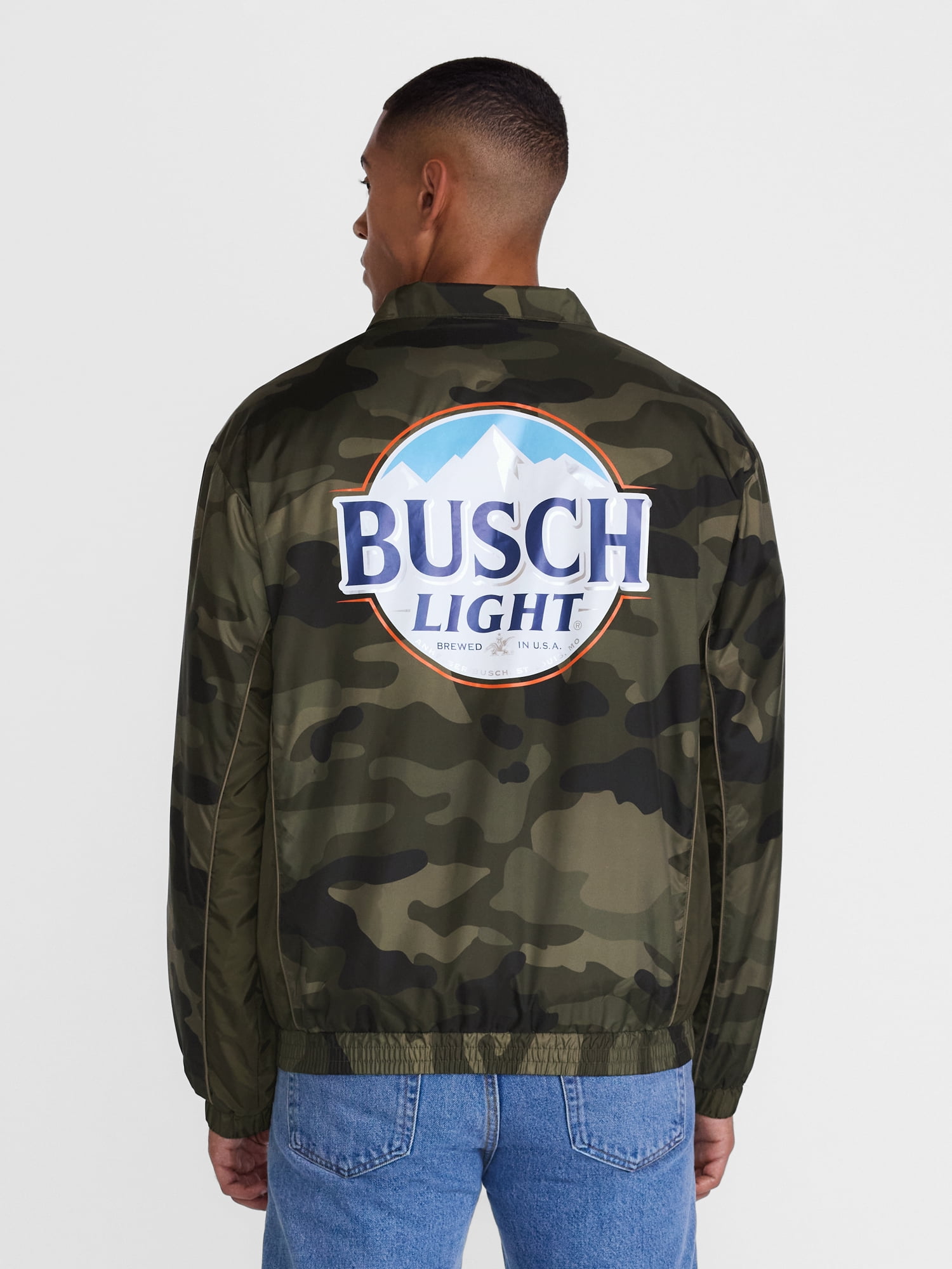 Busch Light Men's Graphic Windbreaker Jacket with Long Sleeves, Sizes S-3XL