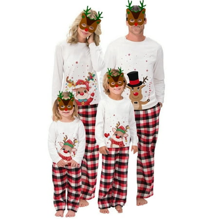 

FSDJHSDH Christmas Pajamas Set for Family Long Sleeve Cartoon Deer Print Nightwear Sleepsuit Loungewear