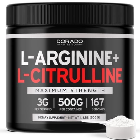 L Arginine L Citrulline Supplement Powder (3g) Nitric Oxide Booster Powder - L-Citrulline Supplements for Men & Women - Stamina, Performance & Endurance for Workouts - Vegan Safe