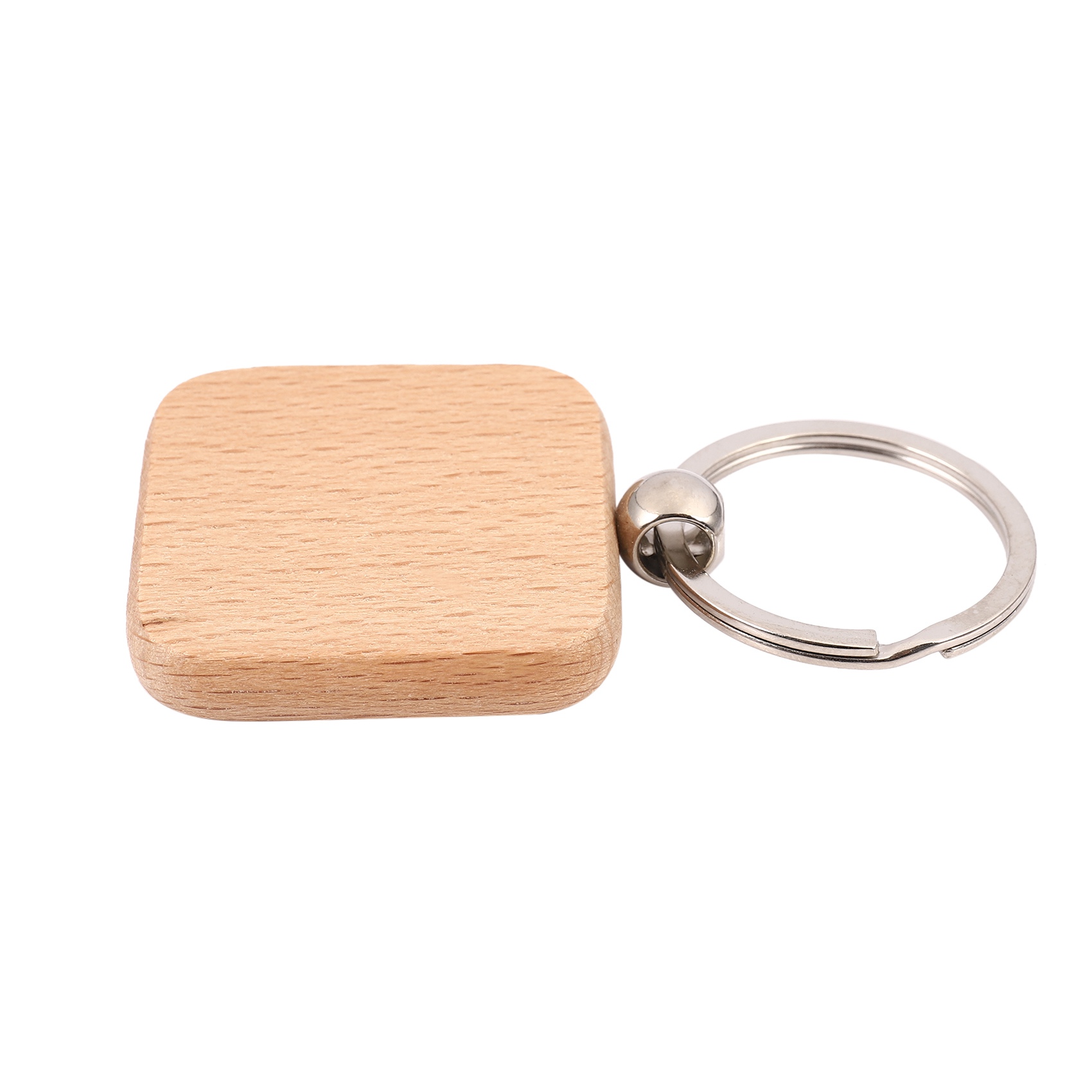 60Pcs Blank Square Wooden Keychain DIY Key Tag Gift