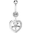 thumbnail image 1 of Belly Ring Stainless Steel - Rhinestone Heart Navel Ring Body Piercing Jewelry, 1 of 8