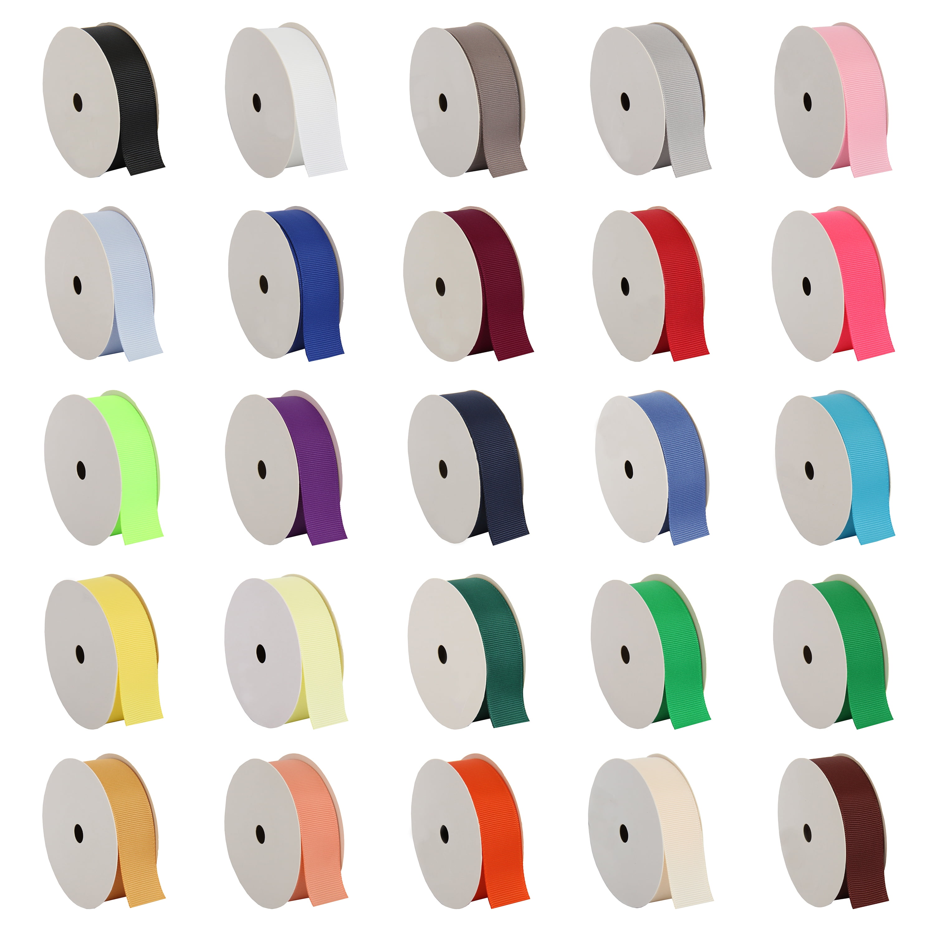 6 Pack Threadart Grosgrain Ribbon Rolls - 10 yd rolls - 4 Widths 25 Colors - Solid Colors Ribbed Pattern - For Bows, Decorations, Hair Clips, and More - 7/8" (0.88") width - Lt Green 580