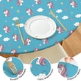 thumbnail image 4 of Blue Cartoon Unicorn Head Star Cloud Pattern Round Fitted Tablecloth with Elastic Edge,Dining Table Cover Waterproof,Outdoor Round Tablecloth for Camping,Dining,Indoor and Outdoor, 4 of 7