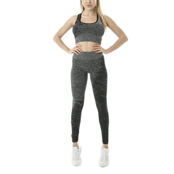 Aunavey Women Yoga Outfits 2 Piece-Set Workout High Waist Athletic Seamless  Leggings and Sports Bra Set Gym Clothes - Walmart.com