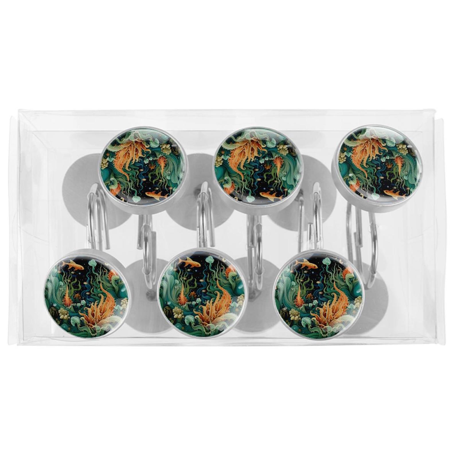 HemaKayy 12 Pcs Decorative Shower Curtain Hooks - Stainless Steel Rings for Bathroom Décor - Easy Glide & Secure Hold - Perfect Decoration for Bathroom Shower Rods - Ocean Sea Slug