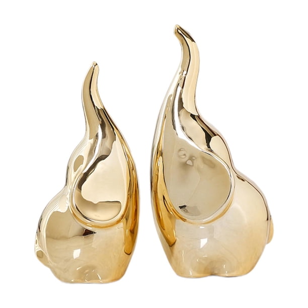 Figurita de decorativa para escritorio, escultura de estatua de cerámica de Animal para estantería, estante de oficina, decoración para sala dorado