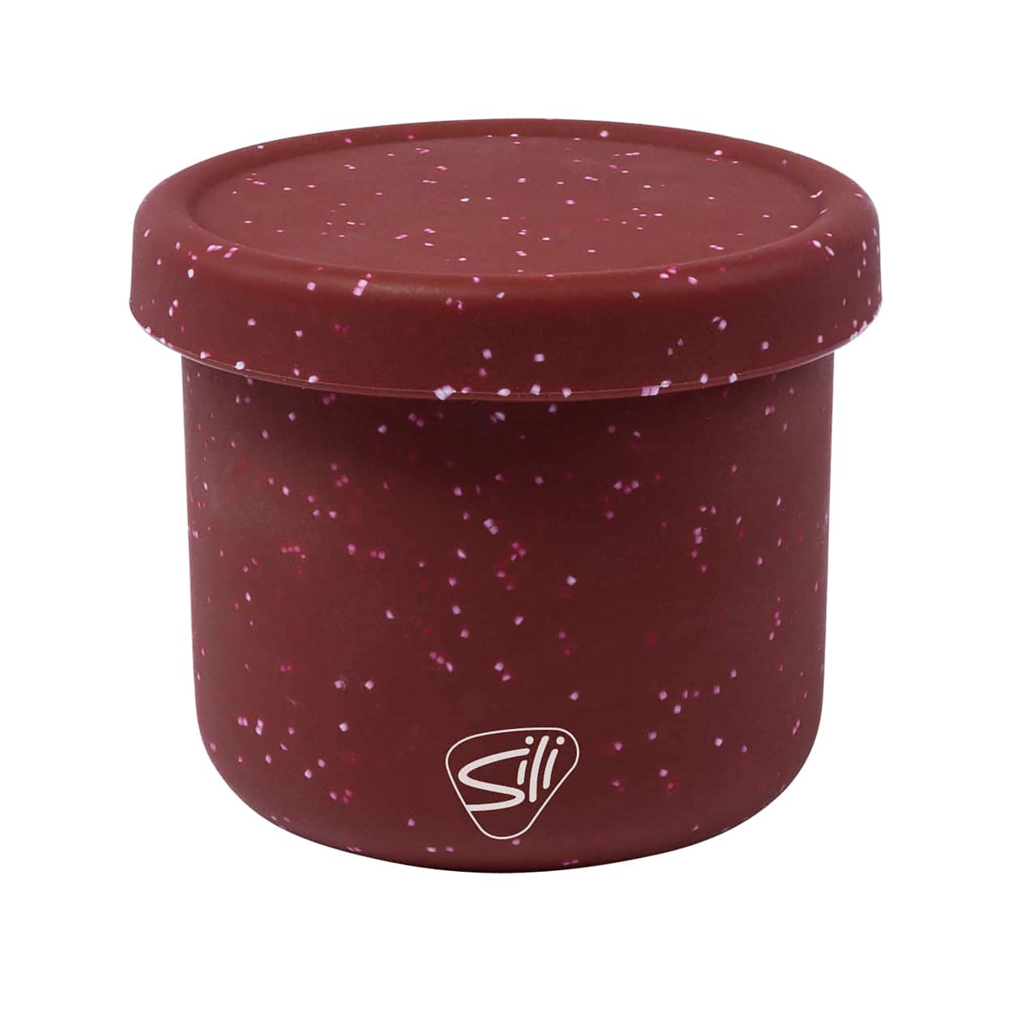Silipint: Silicone Lidded Bowls: Set of 3: Speckled Red - 10, 20 & 30oz - Flexible, Unbreakable, Easy Storage, Non-Slip
