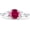 Ruby Cubic Zirconia with White Tone, variant on Trilogy Ring Round Pear Teardrop White Opal Yellow Tone 925 Sterling Silver, Size 10