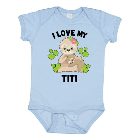 

Inktastic Cute Sloth I Love My Titi with Green Leaves Gift Baby Boy or Baby Girl Bodysuit
