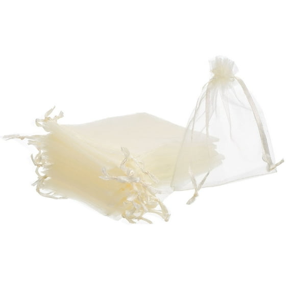 100pcs Organza Bags 3x4 Inch Drawstring Favor Pouches Mesh Bag Cream White