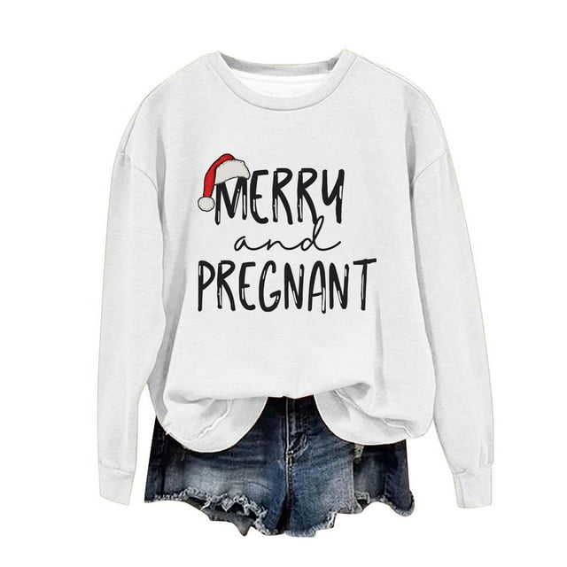 Birdeem Chandail de Noël pour Femmes Col Rond Imprimé Ample Manches Longues Sans Capuche