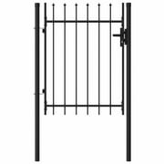 Fence Gate Single Door with Spike Steel 3.3'x3.9' Black