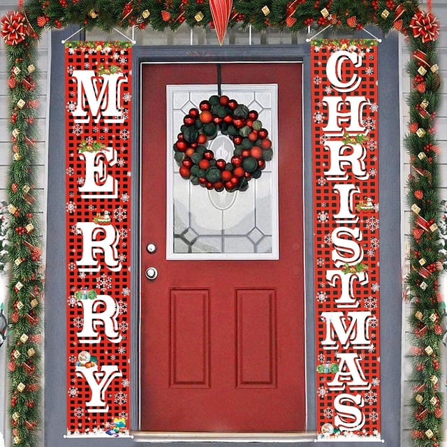 Cartel colgante navideño para porche con forma de Feliz Navidad