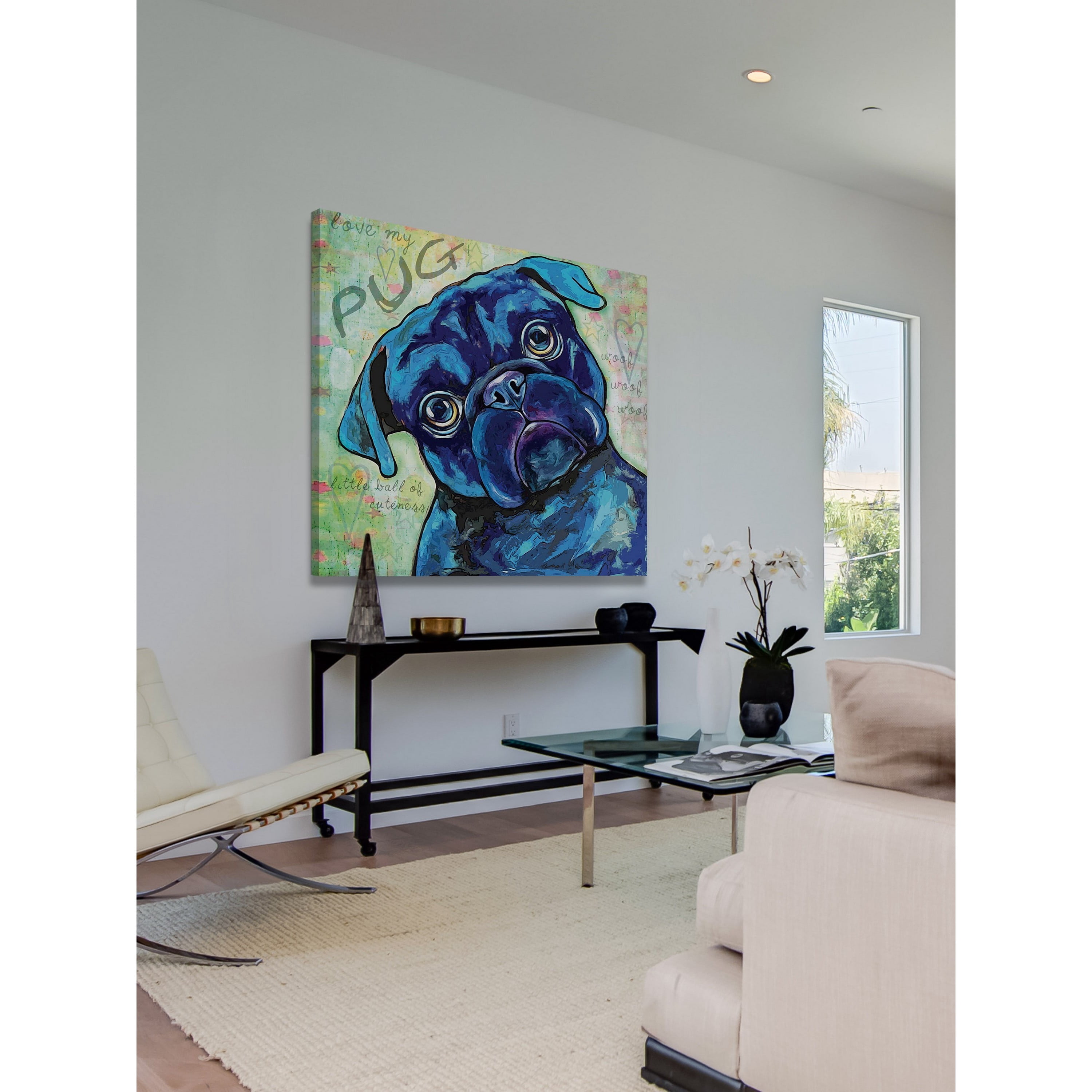 Marmont Hill - "Black Pug" by Stephanie Gerace Painting Print on Wrapped Canvas