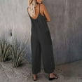 thumbnail image 4 of Henpk Jumpsuits For Women Dressy Plus Size Clearance Summer Womens Jumpsuits And Rompers Women Fashion Solid Color Pockets Loose Long Pants Casual Summer Jumpsuit Black L, 4 of 6
