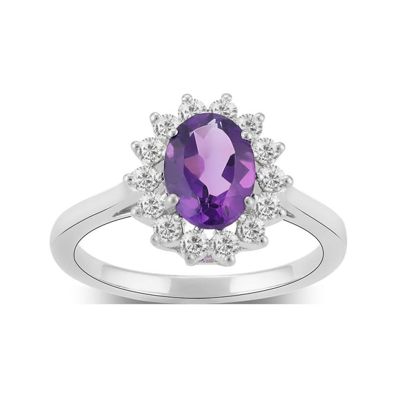 ARAIYA FINE JEWELRY 14K White Gold Diamond and Amethyst Ring (1/3 cttw, I-J Color, I2-I3 Clarity), Size 7