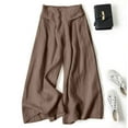 thumbnail image 2 of XIAONU Womens Pants Cotton-Linen Wide-Leg Culotte Pants Drapey baggy Semi-Elastic High-Waisted Slimming Cropped Pants, 2 of 9
