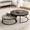 Gray, variant on NessCarsti Modern Round Coffee Table Set, Black Metal Legs, Walnut Finish, 31.5/23.7" for Living Room