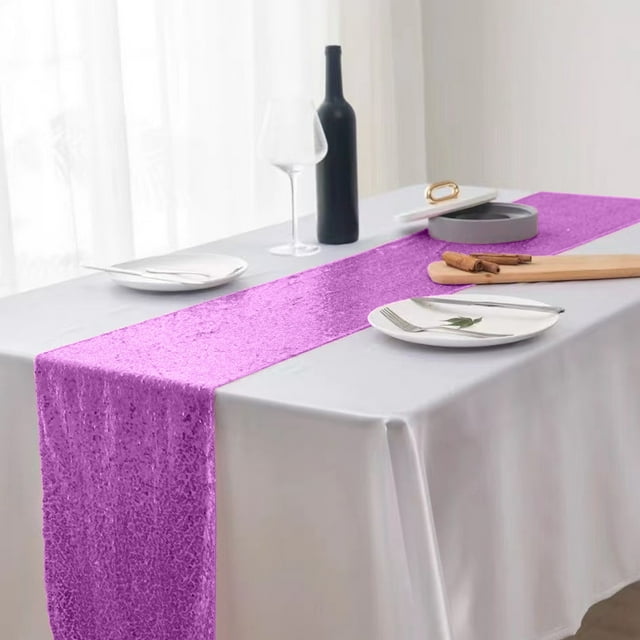 Fiudx Bandera de Mesa con Purpurina, Decoración Brillante para Bodas, Diseño de Lentejuelas Multicolor, Accesorio Festivo para Fiestas, Fácil de Decorar La Mesa, Material de Nailon Cómodo, Tamaño 30