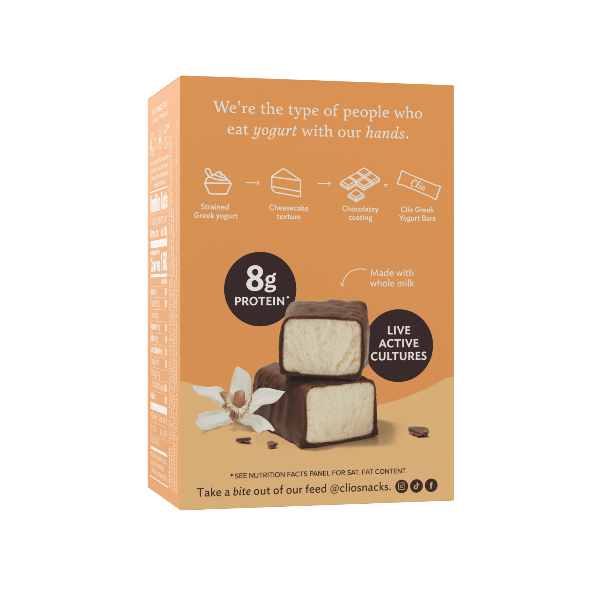 Clio Vanilla Greek Yogurt Bar in Chocolatey Coating, 1.76 oz, 4 Ct