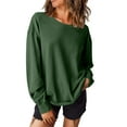 thumbnail image 2 of BXINGOHAI Womens Casual Fall Tops 2024 Crewneck Long Sleeve Shirts Dropped Shoulder Loose Fit Basic T Shirts Outdoor Loungewear Tee Clothes Under $10 Green,L, 2 of 6