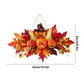 thumbnail image 3 of geerera Halloween Wreath with lights, Maple Leaf and Pumpkin Wall Hanging, for Front Door Decor, Harvest Festival Display, Seasonal Arrangement, 3 of 6