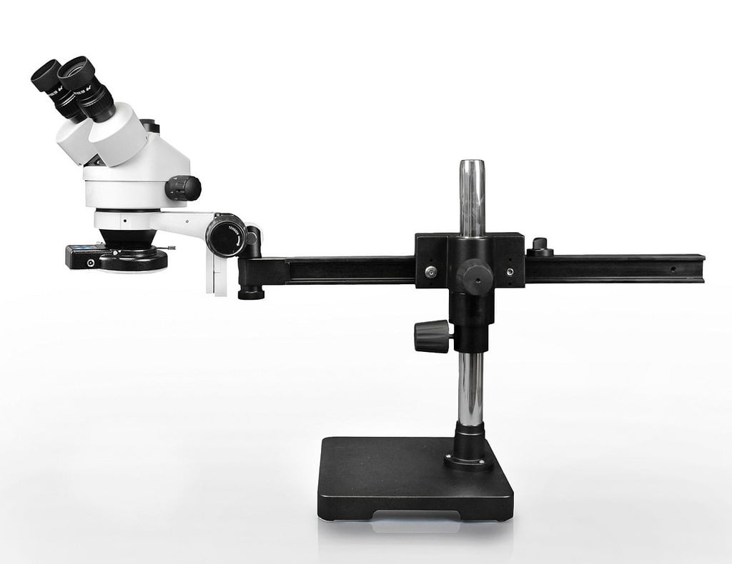 Long & Flexible Working Distance Solid Foundation Horizontal & Vertical Areas Vision Scientific VS-5 Double-Arm Heavy Duty Boom Stand for Stereo Microscopes Color: Black Cover Large & Wide
