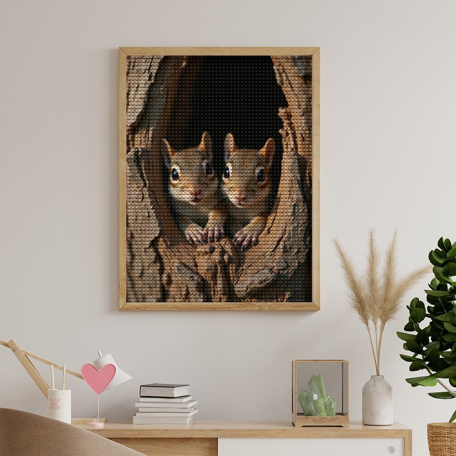 Diamond Art Kits for Adults, Twin Squirrels In Tree Hollow 5D Diamond Painting Kits for Adults Beginners, DIY Full Drill Diamond Painting, Gem Art and Crafts 12x16