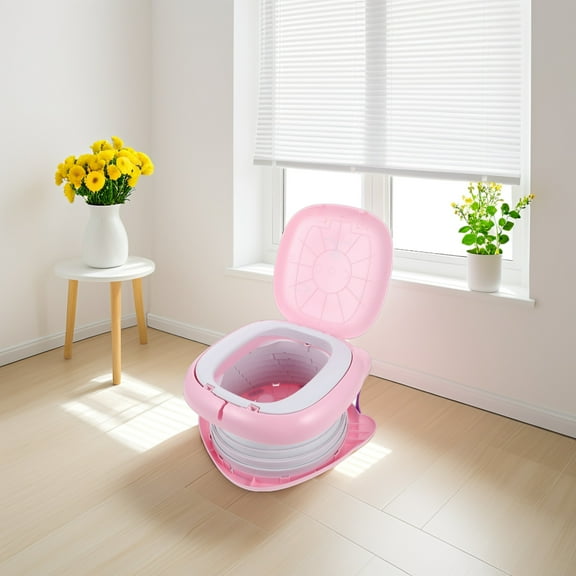 EXHUMKY Pink Portable Potty Training Toilet Foldable Design Leakproof for Travel Car and Camping