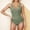Mint Green, variant on Elegant One Piece Swimsuits for Women Solid Color Deep V Neck Sleeveless Ruched Fitting Bathing Suit Swimwear