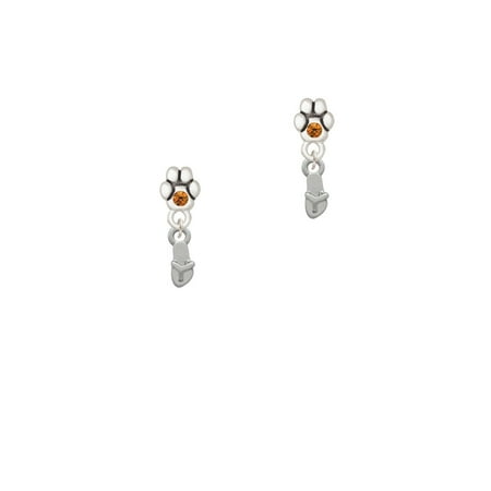 Austrian Crystal Flip Flop - Mini Flip Flop - Yellow Crystal Paw Earrings