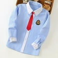thumbnail image 4 of NAISIBABY Boys Button-Up Shirt, Cotton Long Sleeve Collared Kids School Uniform Shirt Red 15T, 4 of 7