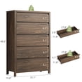 thumbnail image 2 of 5 Drawer Dresser for Bedroom, 48" Tall Wooden Closet Dresser with Smooth Drawer, Large Tall Dressers & Chests of Drawers for Bedroom Living Room, Walnut Dresser, 2 of 6