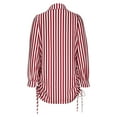 thumbnail image 4 of Cavosen Blouses for Women Long Sleeve Button down Shirts Lapel Neck Collared Striped Blouse Dressy Flowy Loose Fit Tees Office Business Work Suit Boyfriend Drawstring Tops Red M, 4 of 4